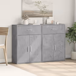 vidaXL Sideboards Storage Cupboard Cabinet 2 pcs Concrete Grey Engineered Wood - Additional view 2