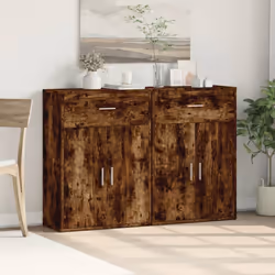 vidaXL Sideboards Cupboard Cabinet Highboard 2 pcs Smoked Oak Engineered Wood