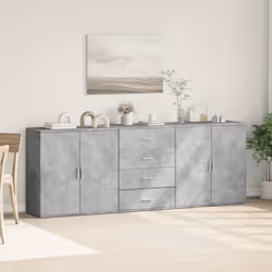 vidaXL Sideboards Cupboard Storage Cabinet Highboard 3 pcs Engineered Wood - concrete grey - Additional view 2