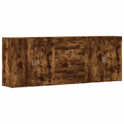 vidaXL Sideboards Cupboard Storage Cabinet Highboard 3 pcs Engineered Wood - smoked oak