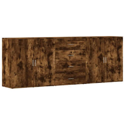 vidaXL Sideboards Cupboard Storage Cabinet Highboard 3 pcs Engineered Wood - smoked oak