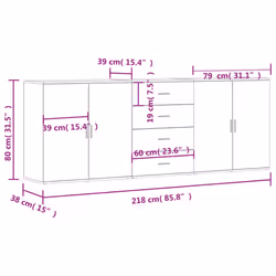 vidaXL Sideboards Cupboard Storage Cabinet Highboard 3 pcs Engineered Wood - smoked oak - Additional view 9