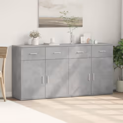 vidaXL Sideboards Cupboard Storage Cabinet 2 pcs Concrete Grey Engineered Wood - concrete grey - Additional view 2