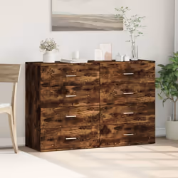vidaXL Sideboards Cupboard Cabinet Highboard 2 pcs Brown Oak Engineered Wood - smoked oak - Additional view 2