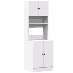 vidaXL Kitchen Cabinet Storage Unit Sideboard Tall Cupboard Engineered Wood - white, 60 x 50 x 180 cm
