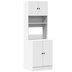 vidaXL Kitchen Cabinet Storage Unit Sideboard Tall Cupboard Engineered Wood - white, 60 x 50 x 180 cm