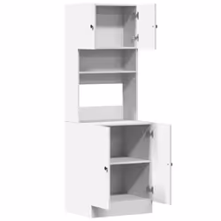 vidaXL Kitchen Cabinet Storage Unit Sideboard Tall Cupboard Engineered Wood - white, 60 x 50 x 180 cm - Additional view 6