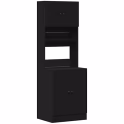 vidaXL Kitchen Cabinet Storage Unit Sideboard Tall Cupboard Engineered Wood - black, 60 x 50 x 180 cm