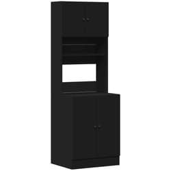 vidaXL Kitchen Cabinet Storage Unit Sideboard Tall Cupboard Engineered Wood - black, 60 x 50 x 180 cm