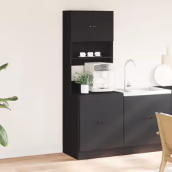 vidaXL Kitchen Cabinet Storage Unit Sideboard Tall Cupboard Engineered Wood - black, 60 x 50 x 180 cm