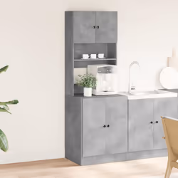 vidaXL Kitchen Cabinet Storage Unit Sideboard Tall Cupboard Engineered Wood - concrete grey, 60 x 50 x 180 cm