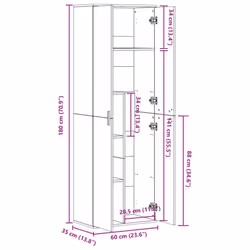 vidaXL Highboard Sideboard Cabinet Storage Cupboard Smoked Oak Engineered Wood - Additional view 9