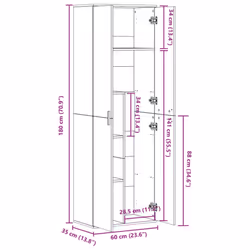vidaXL Highboard Sideboard Cabinet Side Cupboard Grey Sonoma Engineered Wood - Additional view 9