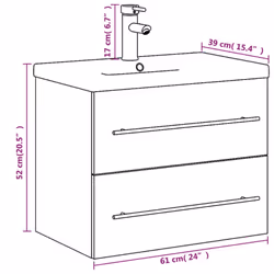 vidaXL Sink Cabinet with Built-in Basin Bathroom Sink Unit Engineered Wood - grey sonoma, 60 x 38.5 x 48 cm/with faucet - Additional view 3