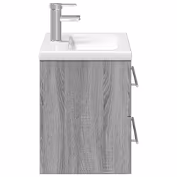 vidaXL Sink Cabinet with Built-in Basin Bathroom Sink Unit Engineered Wood - grey sonoma, 60 x 38.5 x 48 cm/with faucet - Additional view 5