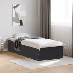 vidaXL Bed Frame Bed Base Sonoma Oak 75x190 cm Small Single Engineered Wood - black, 75 x 190 cm/ 35 cm - Additional view 2