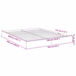 vidaXL Bed Frame Bedroom Bed Base Bedstead White 120x200 cm Engineered Wood - grey sonoma, 180 x 200 cm/ 17 cm - Additional view 3