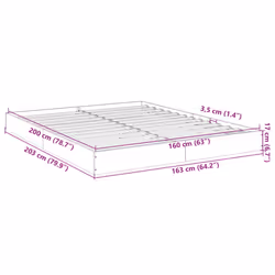 vidaXL Bed Frame Home Bed Base Bedstead Brown Oak 140x190 cm Engineered Wood - grey sonoma, 160 x 200 cm/ 17 cm - Additional view 3