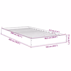 vidaXL Bed Frame Bed Base Sonoma Oak 75x190 cm Small Single Engineered Wood - grey sonoma, 100 x 200 cm/ 17 cm - Additional view 9