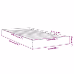 vidaXL Bed Frame Bed Base Sonoma Oak 75x190 cm Small Single Engineered Wood - white, 90 x 190 cm/ 17 cm - Additional view 9