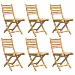 vidaXL Folding Garden Chairs Foldable Outdoor Chair Patio Dining Chair Bamboo - 6 pcs