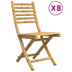 vidaXL Folding Garden Chairs Foldable Outdoor Chair Patio Dining Chair Bamboo - 8 pcs