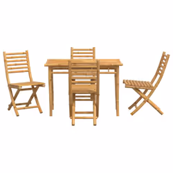 vidaXL Garden Dining Set 5 Piece Outdoor Dining Table and Chair Set Bamboo