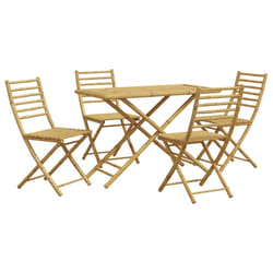vidaXL Garden Dining Set 5 Piece Outdoor Dining Table and Chair Set Bamboo