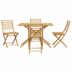 vidaXL Garden Dining Set 5 Piece Outdoor Dining Table and Chair Set Bamboo