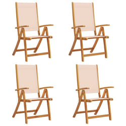 vidaXL Folding Garden Chairs Dining Chair Solid Wood Acacia and Textilene - cream, 4 pcs