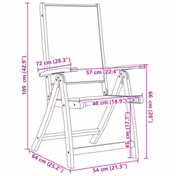 vidaXL Folding Garden Chairs Dining Chair Solid Wood Acacia and Textilene - cream, 4 pcs - Additional view 7