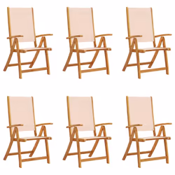 vidaXL Folding Garden Chairs Dining Chair Solid Wood Acacia and Textilene - cream, 6 pcs