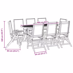 vidaXL Garden Dining Set Table and Chairs Solid Wood Acacia and Textilene - cream, 8 piece - Additional view 10