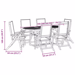vidaXL Garden Dining Set 7 Piece Table & Chair Solid Wood Acacia and Textilene - Additional view 10