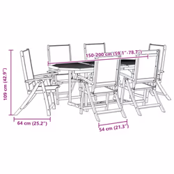 vidaXL Garden Dining Set 7 Piece Table & Chair Solid Wood Acacia and Textilene - Additional view 10