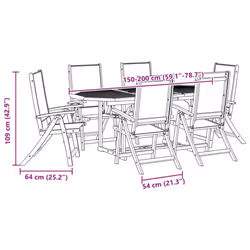 vidaXL Garden Dining Set 7 Piece Table & Chair Solid Wood Acacia and Textilene - Additional view 10