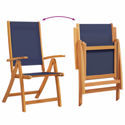 vidaXL Garden Dining Set 9 Piece Table & Chair Solid Wood Acacia and Textilene - blue, 6 piece/rectangular - Additional view 6