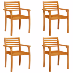 vidaXL Garden Chairs Outdoor Chair Patio Dining Chair 4 pcs Solid Wood Acacia
