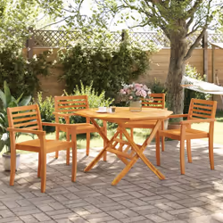 vidaXL Garden Chairs Outdoor Chair Patio Dining Chair 4 pcs Solid Wood Acacia