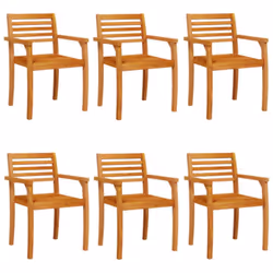 vidaXL Garden Chairs Outdoor Chair Balcony Dining Chair Solid Wood Acacia - 6 pcs