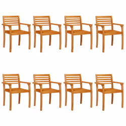vidaXL Garden Chairs Outdoor Chair Balcony Dining Chair Solid Wood Acacia - 8 pcs