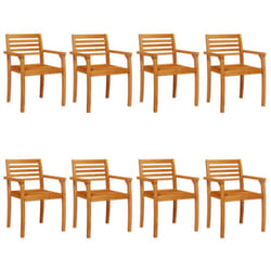 vidaXL Garden Chairs Outdoor Chair Balcony Dining Chair Solid Wood Acacia - 8 pcs