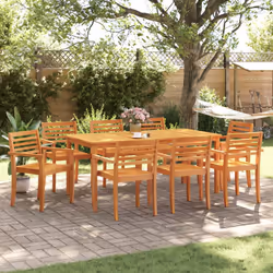 vidaXL Garden Chairs Outdoor Chair Balcony Dining Chair Solid Wood Acacia - 8 pcs