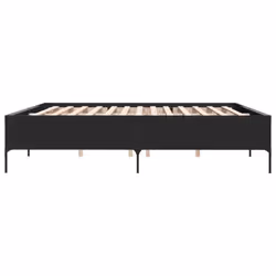 vidaXL Bed Frame Home Bed Base Mattress Foundation Engineered Wood and Metal - black, 200 x 200 cm - Additional view 4