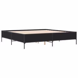 vidaXL Bed Frame Home Bed Base Mattress Foundation Engineered Wood and Metal - black, 200 x 200 cm - Additional view 5