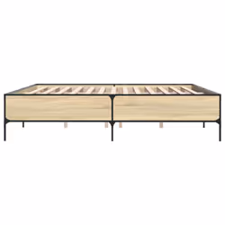 vidaXL Bed Frame Home Bed Base Mattress Foundation Engineered Wood and Metal - sonoma oak, 200 x 200 cm - Additional view 4