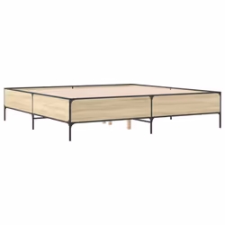 vidaXL Bed Frame Home Bed Base Mattress Foundation Engineered Wood and Metal - sonoma oak, 200 x 200 cm - Additional view 5