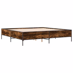 vidaXL Bed Frame Home Bed Base Mattress Foundation Engineered Wood and Metal - smoked oak, 200 x 200 cm/ 44 cm - Additional view 5