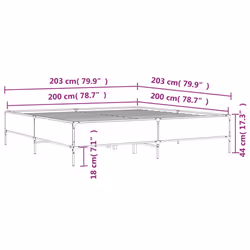 vidaXL Bed Frame Home Bed Base Mattress Foundation Engineered Wood and Metal - smoked oak, 200 x 200 cm/ 44 cm - Additional view 8