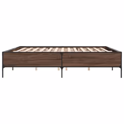 vidaXL Bed Frame Home Bed Base Mattress Foundation Engineered Wood and Metal - brown oak, 200 x 200 cm - Additional view 4